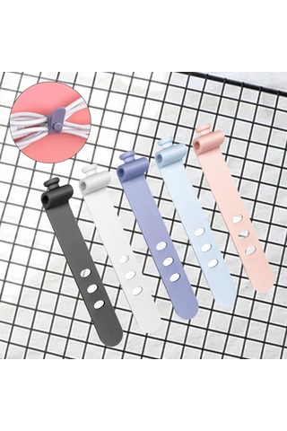 Reedark 5'li Paket Yumuşak Silikon Kablolama Bağı - Usb, Kulaklık Kabloları İçin Ayarlanabilir Organizatör 5 Renk