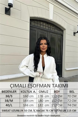 Neşeli Butik Kadın Kışlık Alt Üst Eşofman Takımı Nb0022 - Ekru Ekru
