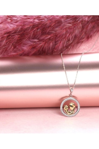 Brezza Lusso Jewelry Gümüş Zirkon Taşlı Anne Bebek Gümüş Kolye 334280715 50 CM