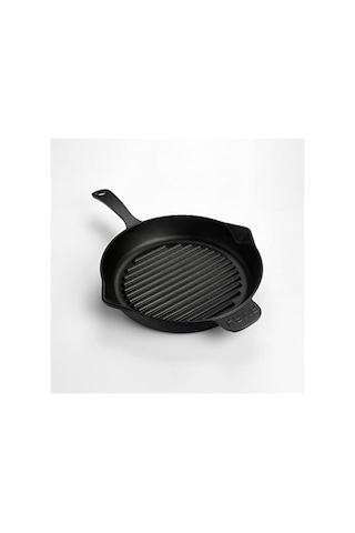 Yuvarlak Döküm Izgara Tava, Metal Kulplu, 28 Cm - Siyah 14 Cm
