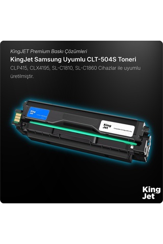 Kingjet Samsung Uyumlu Clt-c504s Standart Kapasiteli Mavi Cyan Çipli Uyumlu Toner Clx-4195n