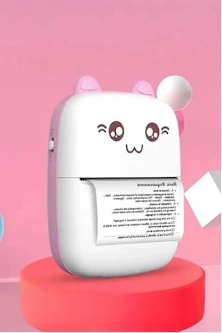 Mini Fotoğraf Yazıcı Kablosuz Etiket Yazıcı Baskı Makinesi Ios Android Uyumlu Termal Printer Pembe