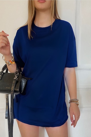 Flood Of Style Kadın Penye Yazlık Oversize Kısa Kollu Nefes Alan Lacivert