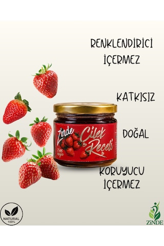 Çilek Reçeli Doğal Geleneksel Üretim Net:350gram %65 Meyve Oranı
