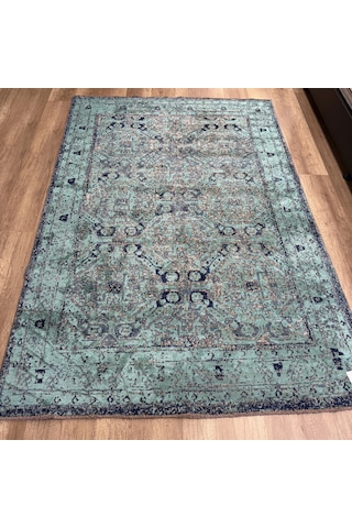 Hoom Rugs Arkaik Plz 03 Lacivert Etnik Renkli Vintage Makine Halısı Mavi Renkli