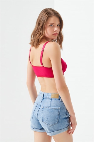 Cottonhill Bordo Pamuklu Ayarlanabilir Askılı Fermuarlı Bralet Büstiyer Bordo