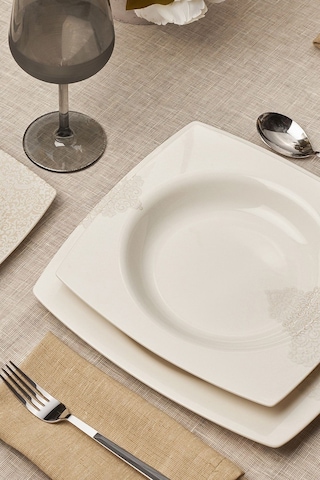 Karaca  Square Bone Flava 24 Parça 6 Kişilik Yemek Takımı