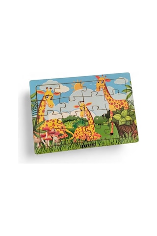 Zürafalar 16 Parça Eğitici Öğretici Ahşap Çocuk Puzzle Yapboz Bebek Çocuk Oyuncak