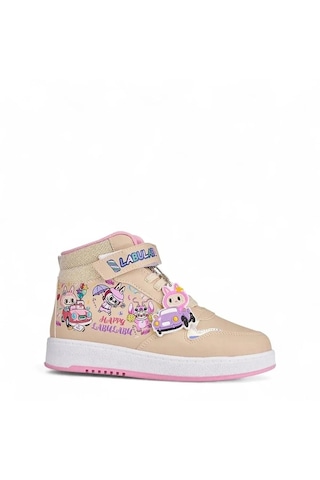 Zacoz Labu Labu Baskılı Kız Çocuk Spor Ayakkabı Sneaker Bej - Pembe