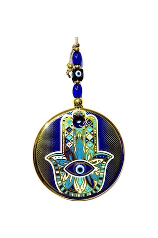 Yaldızlı Mavi Renk Fatma Ana Eli Duvar Süsü Cam Duvar Dekoru