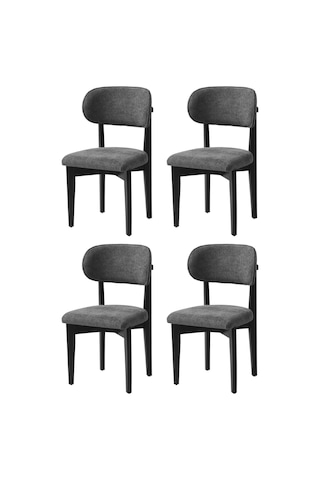 Nergis Sandalye Ahşap Gürgen 4 Li Set Cafe,restaurant,mutfak,salon,yemek Odası Sandalyesi Siyah