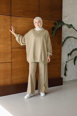 Moonsc Kadın Oversize 2 İplik Tesettür Takım Haki