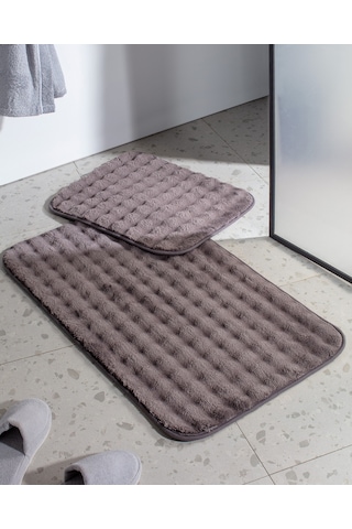 Madame Coco Reflet Bubble 2'li Banyo Paspası - Antrasit Gri