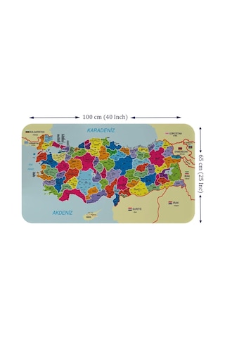 Eğitici Ve Öğretici Dünya Ve Türkiye Haritası Çocuk Odası Duvar Sticker-60x105-3882 Renkli