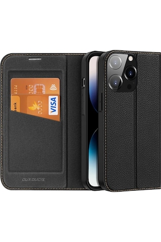 Dux Ducis iPhone Uyumlu 14 Pro 6.1 Kılıf Skin X2 Series Pu Deri Manyetik Kapaklı Kılıf Magnetic Folio Case- 5775 Siyah