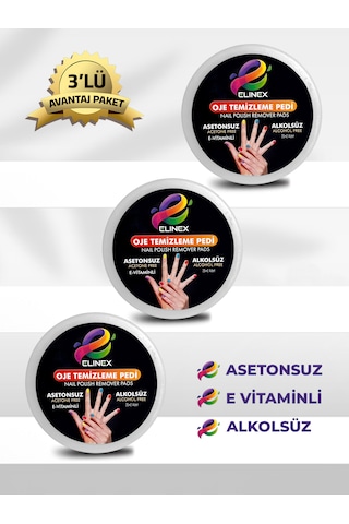 3'lü Elinex E-vitaminli Oje Temizleme Pedi