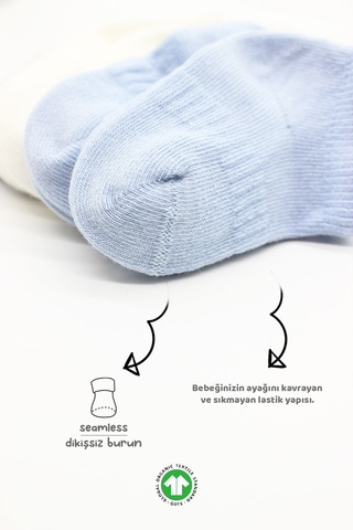 Bistyle 6lı Penye Sneakers Soket Çorap Bs6102 Mavi Ekru 001