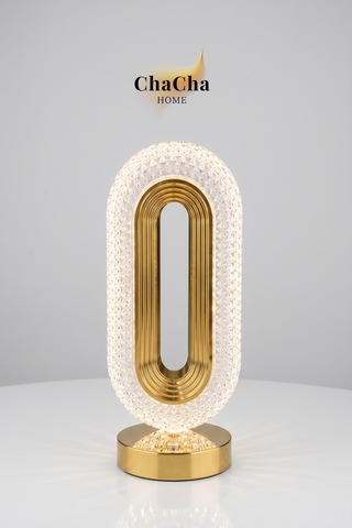 Chacha Home Senya Led Masa Lambası 26 Cm - Gold Detaylı Dekoratif Abajur Ve Gece Lambası Gold Ve Şeffaf