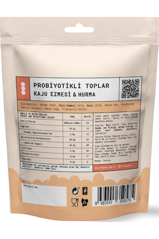 Fropie Probiyotikli Meyve Topları - Hindistan Cevizi Kaplı & Kaju Ezmeli 80 G