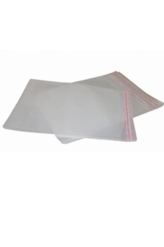 22x30+5 Cm. 22x35 25 Adet Şeffaf Bantlı Yapışkanlı Jelatin Poşet