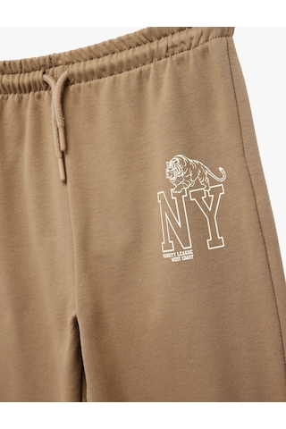 Koton Jogger Eşofman Altı Beli Bağlamalı Baskı Detaylı Kahverengi 7wkb40016tk Kahve