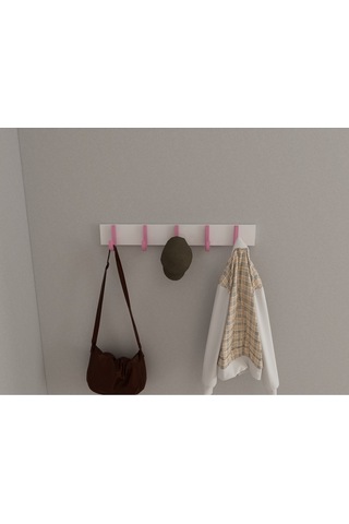 Hepsi3boyutlu Modern Duvar & Kapı Baston Askılık - 5 Adet Pembe J Askılık - Model No : 6 Pembe