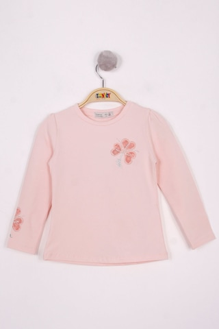 Toontoy Kids Toontoy Kız Çocuk Yonca Nakışlı Sweatshirt Pudra