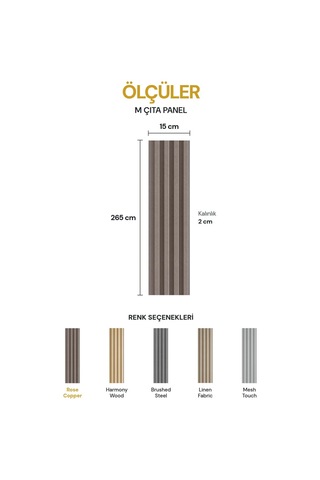Vilo Mpc M Çıta Duvar Paneli Rose Copper 265cm Yapıştırmalı Montaj - Neme Ve Darbeye Dayanıklı