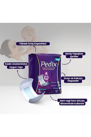 Pedix Kadın Mesane ve Lohusa Pedi Yoğun 5 x 15'li