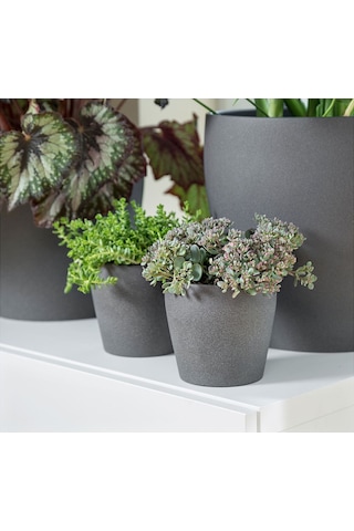 Toprak Saksı, Koyu Gri, 12 Cm 3 Adet