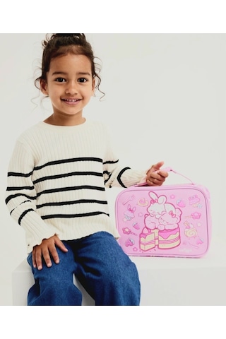 Out&about Teeny Tiny Square Lunchbox- Tavşan Desenli Isi Yalıtımlı Beslenme Çantası Açık Pembe