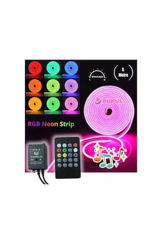5 Metre 8 Renk Sese Duyarlı Renk Değiştiren Rgb Neon Led Şerit Işık Seti Sb-6561