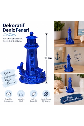 .dekoratif Deniz Feneri Biblo 10 Cm 3d Baskı Deniz Temalı Masaüstü Ev Ofis Dekorasyonu .