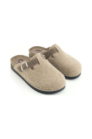 Gezer Kadın Kışlık Rahat Taban Tek Toka Ayarlanabilir Keçe Ev Bahçe Terlik Bej