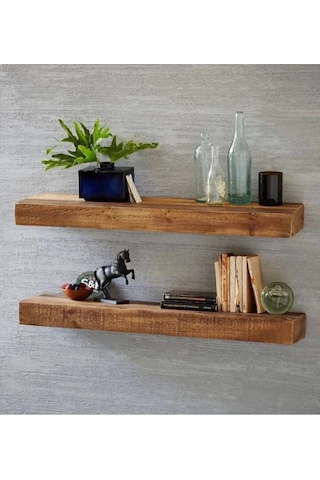 Dekoratif Yüzen Ahşap Raf Tekli 190x20x4 Cm Gizli Monte Demir Aparatı Ile Göndermekteyiz Kahverengi