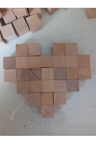 25x25x25mm 48 Adet Küp Blok Kayın Ağacı