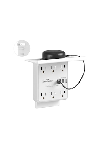 Xuweiwei N-725-white Newboslı 6 Ac Ve 4 Usb Portlu Aşırı Gerilim Korumalı Duvar Priz Kompakt Tasarım Beyaz