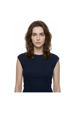 Slim Fit Kadın Tshirt K.kol Lacivert