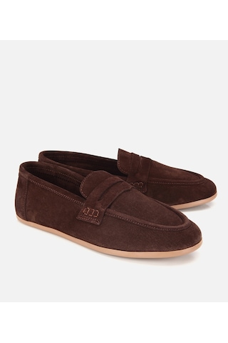 Hotiç Kadın Süet Deri Kahverengi Yumuşak Dokulu Klasik Loafer