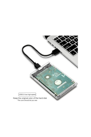 Wozlo 2.5 Usb 3.0 Type C 3.1 Harici Ssd Hdd Kutusu - Harddisk Sata Kutu - Şeffaf