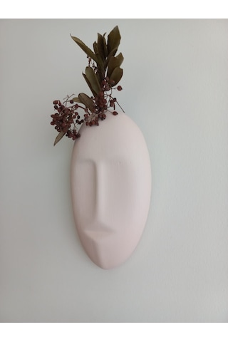 Dekoratif Mask Duvar Vazosu, Duvar Dekoru ,heykel Duvar Süsü, Bej