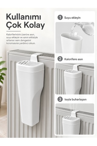2 Adet Kalorifer Suluğu Air Fresh Nem Koruyucu Kapaklı Nemlendirici Petek Suluğu Oda Ortam Nemlendirici Hava Nemlendiricisi Beyaz