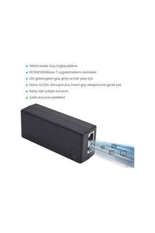 Cudy Poe200 Base-T AC/DC 30 W Gigabit Poe+/Poe Enjektör