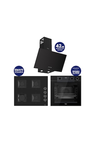 Ferre Steamart-Fryart-Silentart Serisi Siyah Set QEP64CS+SS205+D086-SA Emaye Izgara