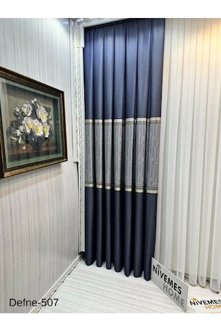 Nivemeshome Defne Lacivert Ft614166 V-507 1/3 Sık Pileli Fon Perde Apm Lacivert