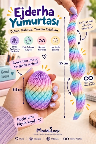Stres Gideren Ejder Yumurtası Sonsuz Hareket - Renk Geçişli