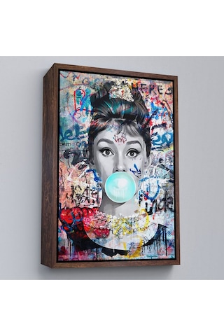 Çerçeveli Audrey Hepburn Graffiti Pop Art Duvar Tablosu-6470