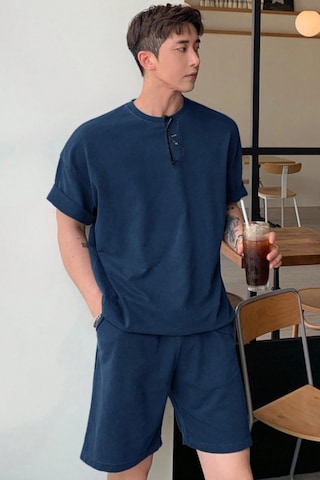 Tarz Cool Erkek Oversize T-shirt Şort Takım Rahat Yazlık Kombin Lacivert
