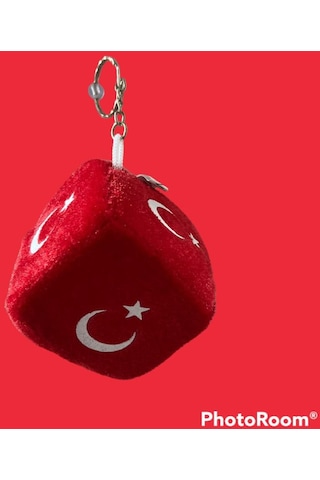 Aralmniavm Türk Bayraklı Peluş Vantuzlu Zar Araba Süsü Anahtarlık Çanta Süsü
