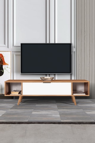 3626 Mesir 160 Cm Ahşap Ayaklı , Metal Kulplu Tv Ünitesi , Söğüt - Beyaz , Salon , Oturma Odası Diğer